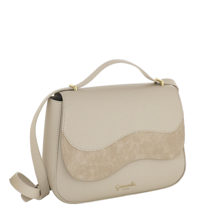 Borsa tracolla/ patta M Emma marrone/ off white
