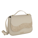 Borsa tracolla/ patta M Emma marrone/ off white