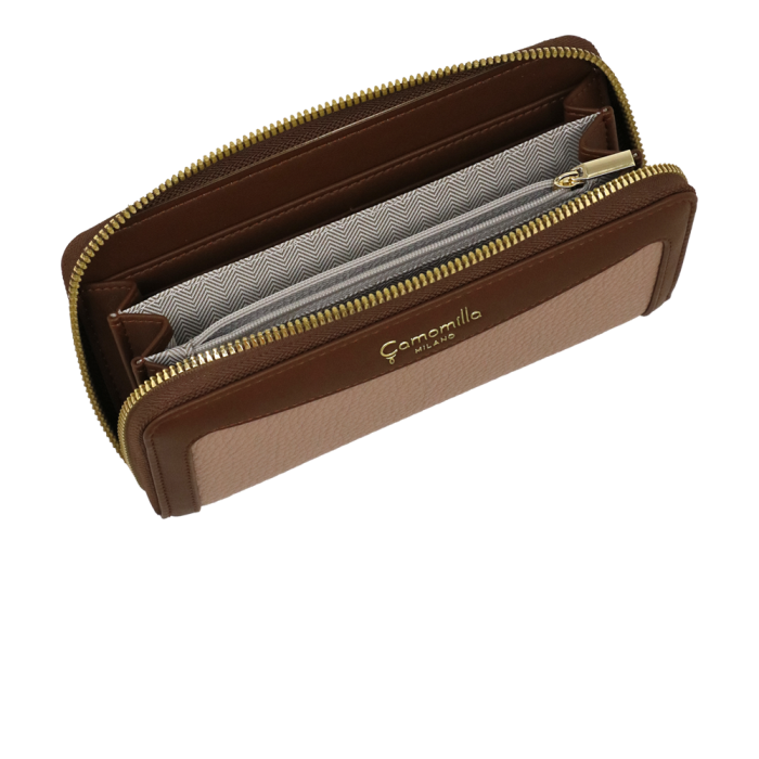 Portafoglio zip L bree di camomilla milano verde/ rosa/ nero