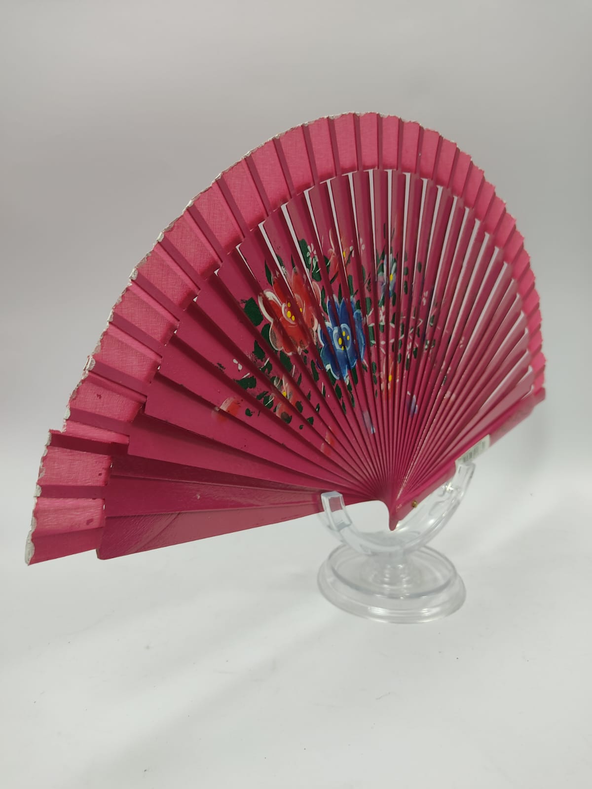 Ventaglio in legno dipinto a mano misura grande fucsia/ nero/ marrone/ rosso/ viola