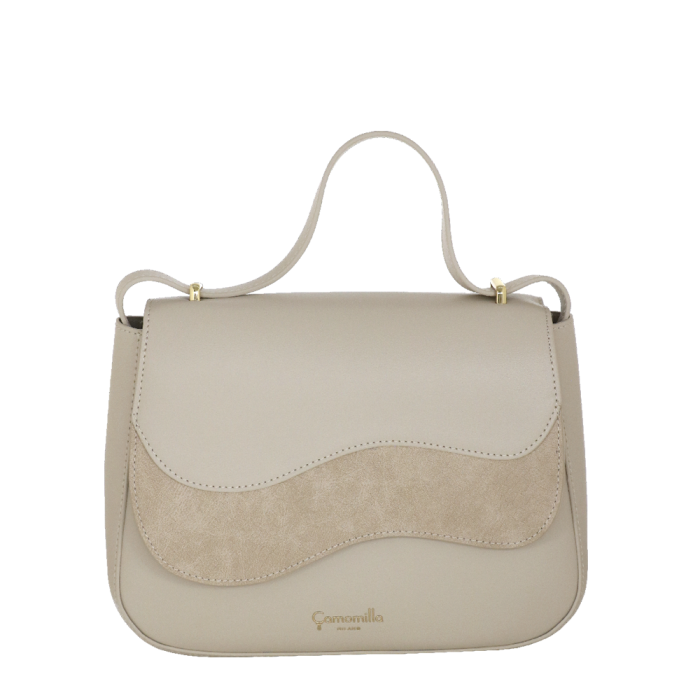 Borsa tracolla/ patta M Emma marrone/ off white