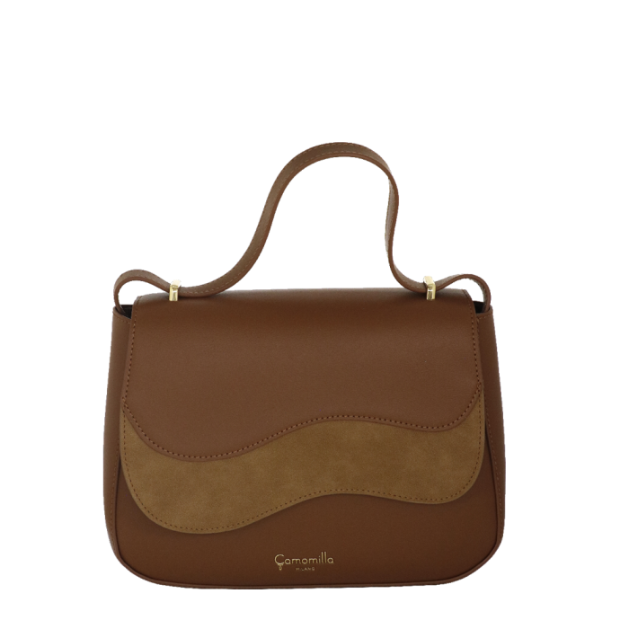 Borsa tracolla/ patta M Emma marrone/ off white