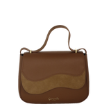 Borsa tracolla/ patta M Emma marrone/ off white
