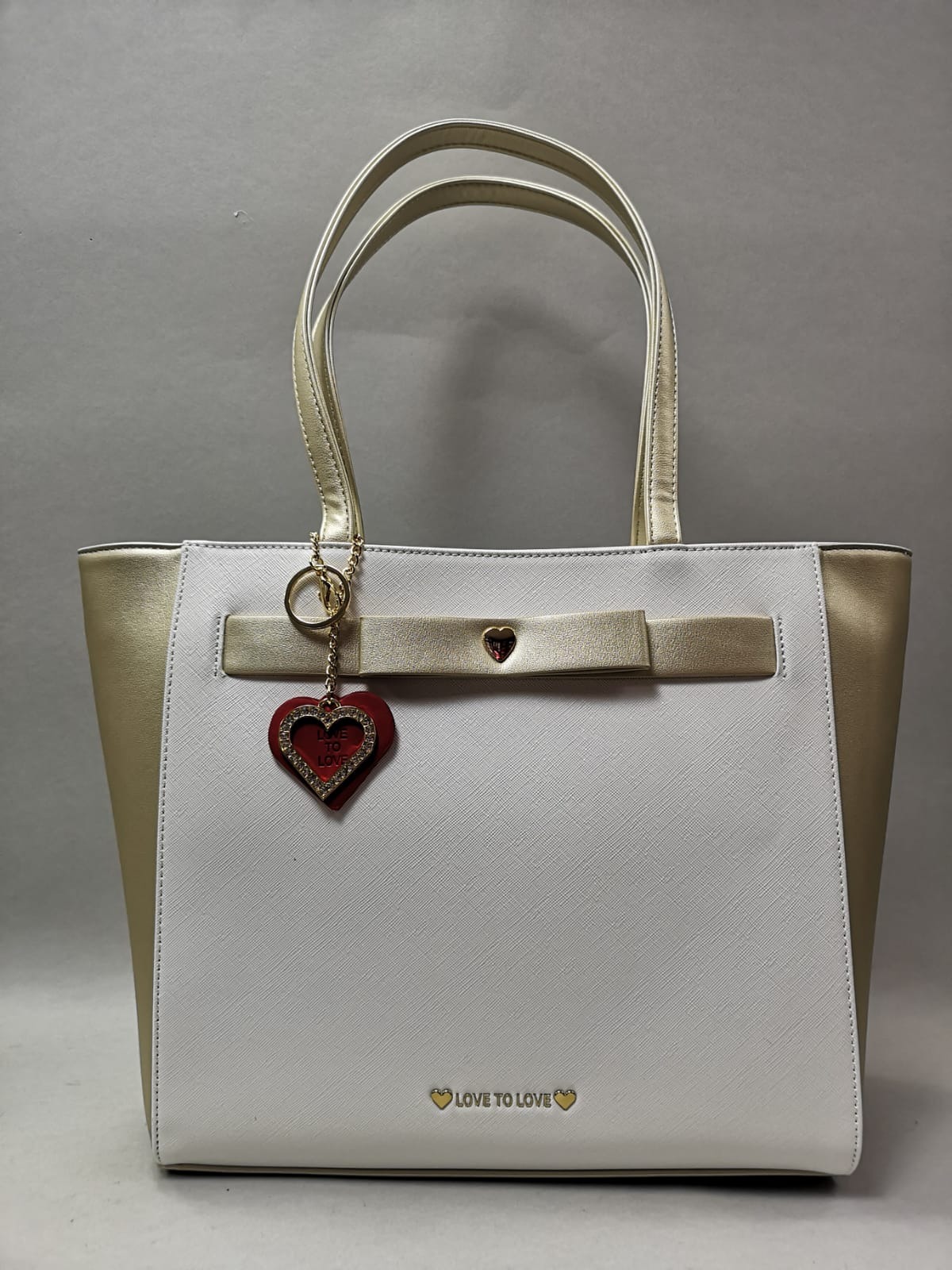 borsa a spalla donna linea love to love art. LO-111 bianco-cipria/ bianco-oro