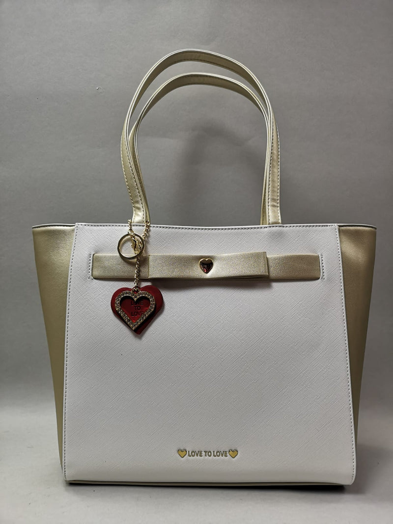 borsa a spalla donna linea love to love art. LO-111 bianco-cipria/ bianco-oro