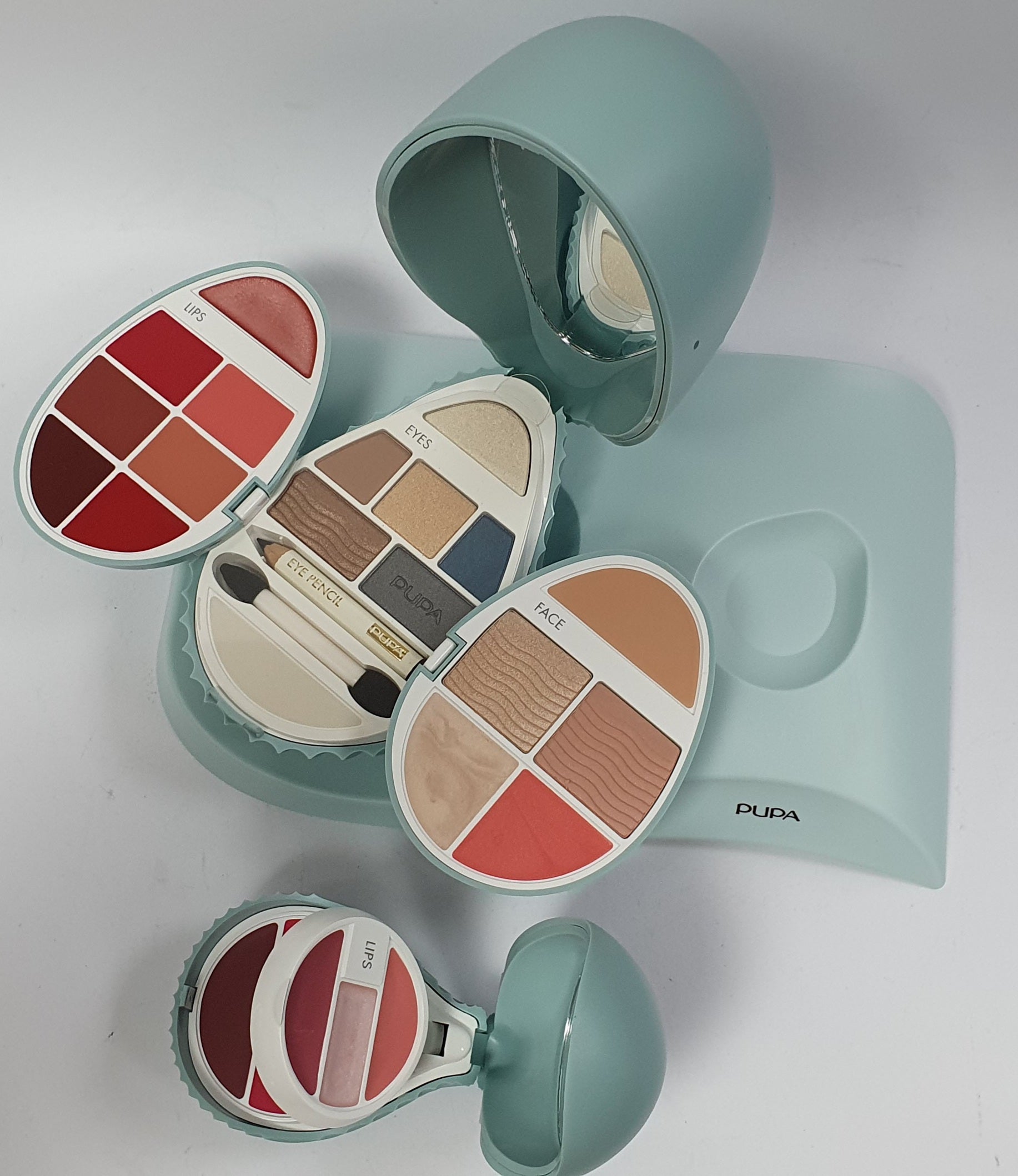 Cofanetto Trucco Grande Whale PUPA MAKE UP KIT - Face/Eyes/Lips - Celeste / Rosa / Rosso / Bianco
