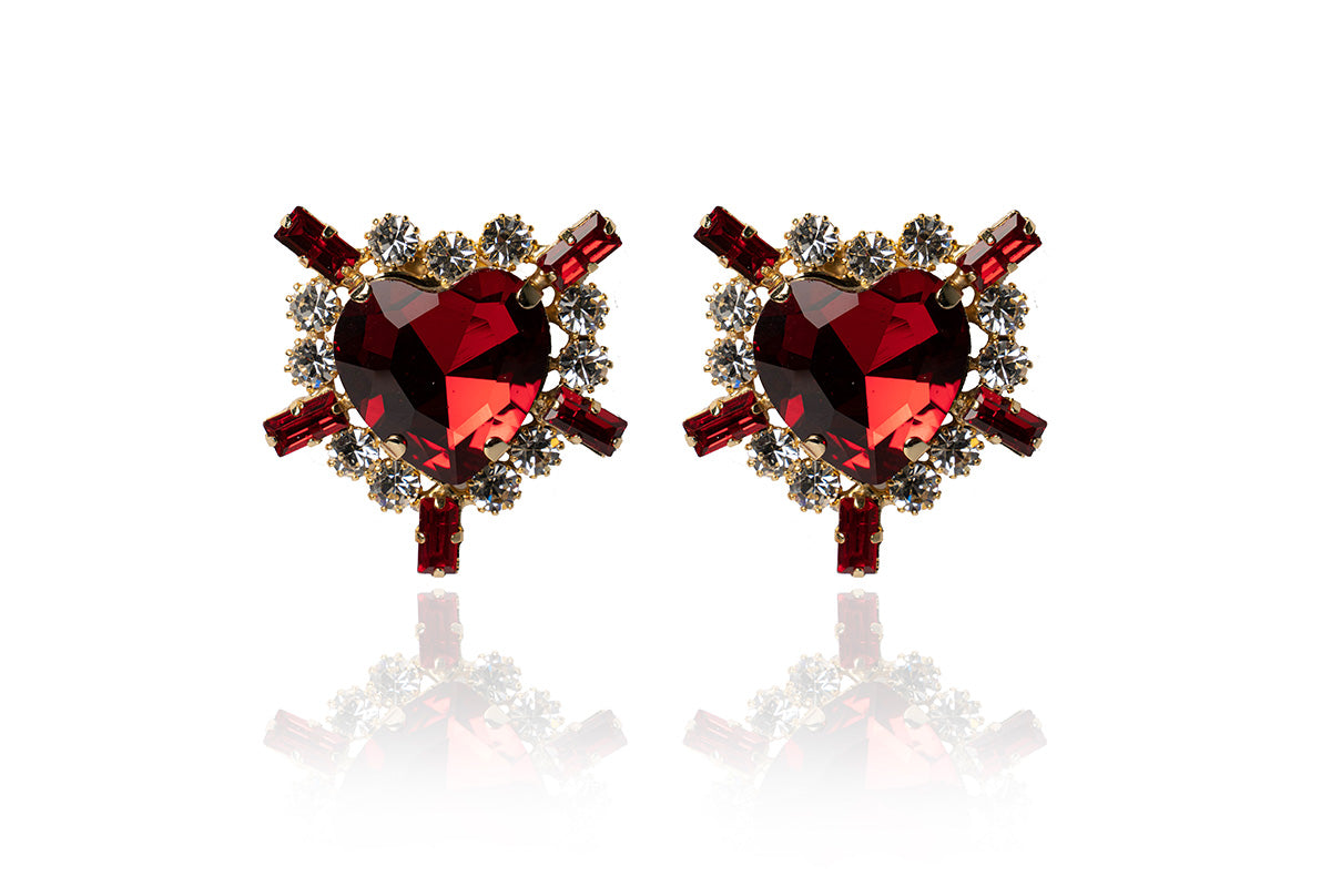 ORECCHINI TRIK BIJOUX ADIGE A CLIPS ROSSO/ ORO/ ARGENTO