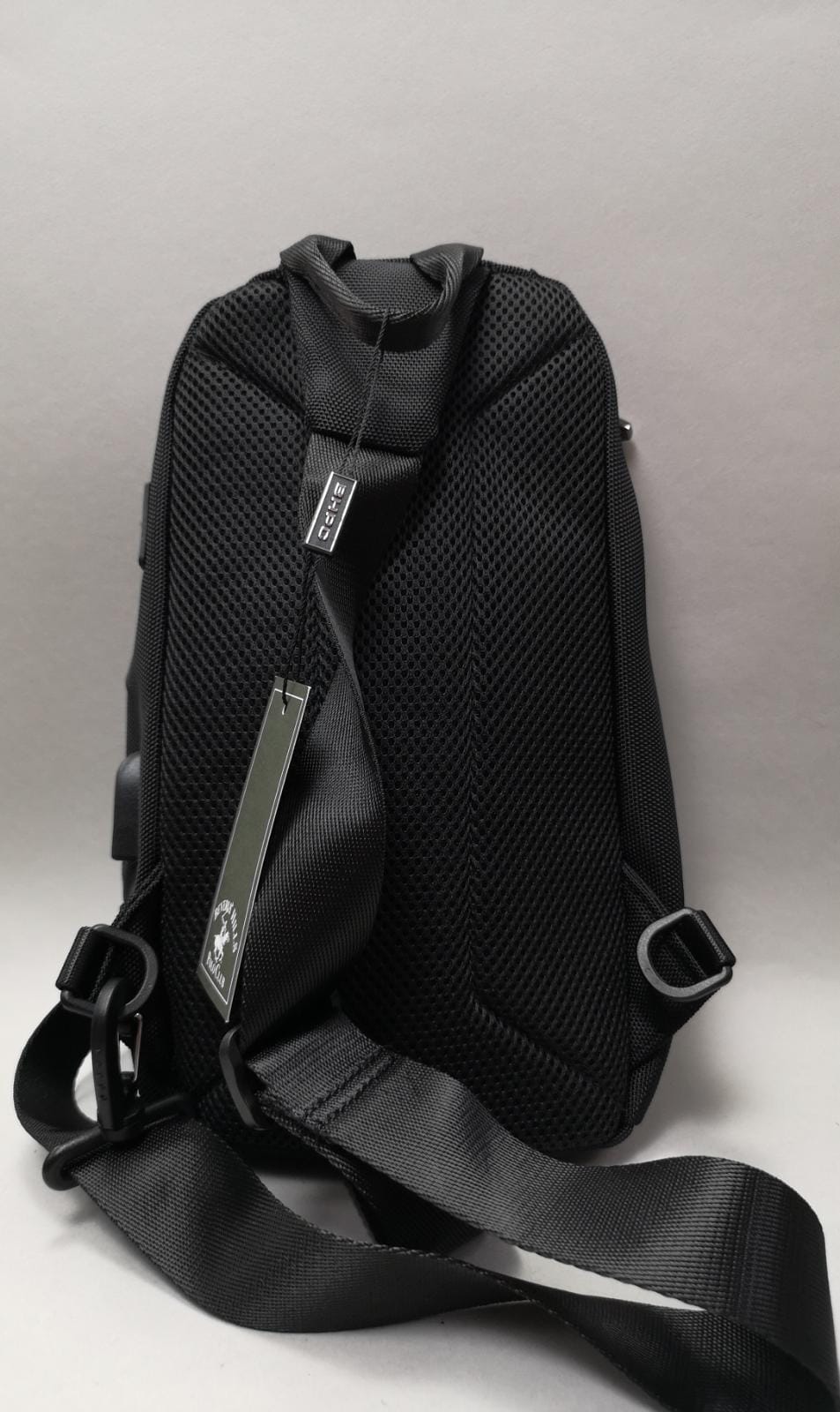 Beverly hills polo club zaino monospalla uomo bh-8462 blu/nero
