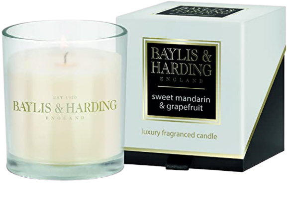 Candele Profumate BAYLIS & HARDING England - Sweet Mandarin & grapefruit / black pepper & ginseng /  jojoba, silk & almond oil