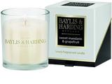 Candele Profumate BAYLIS & HARDING England - Sweet Mandarin & grapefruit / black pepper & ginseng /  jojoba, silk & almond oil