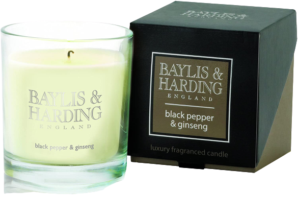 Candele Profumate BAYLIS & HARDING England - Sweet Mandarin & grapefruit / black pepper & ginseng /  jojoba, silk & almond oil