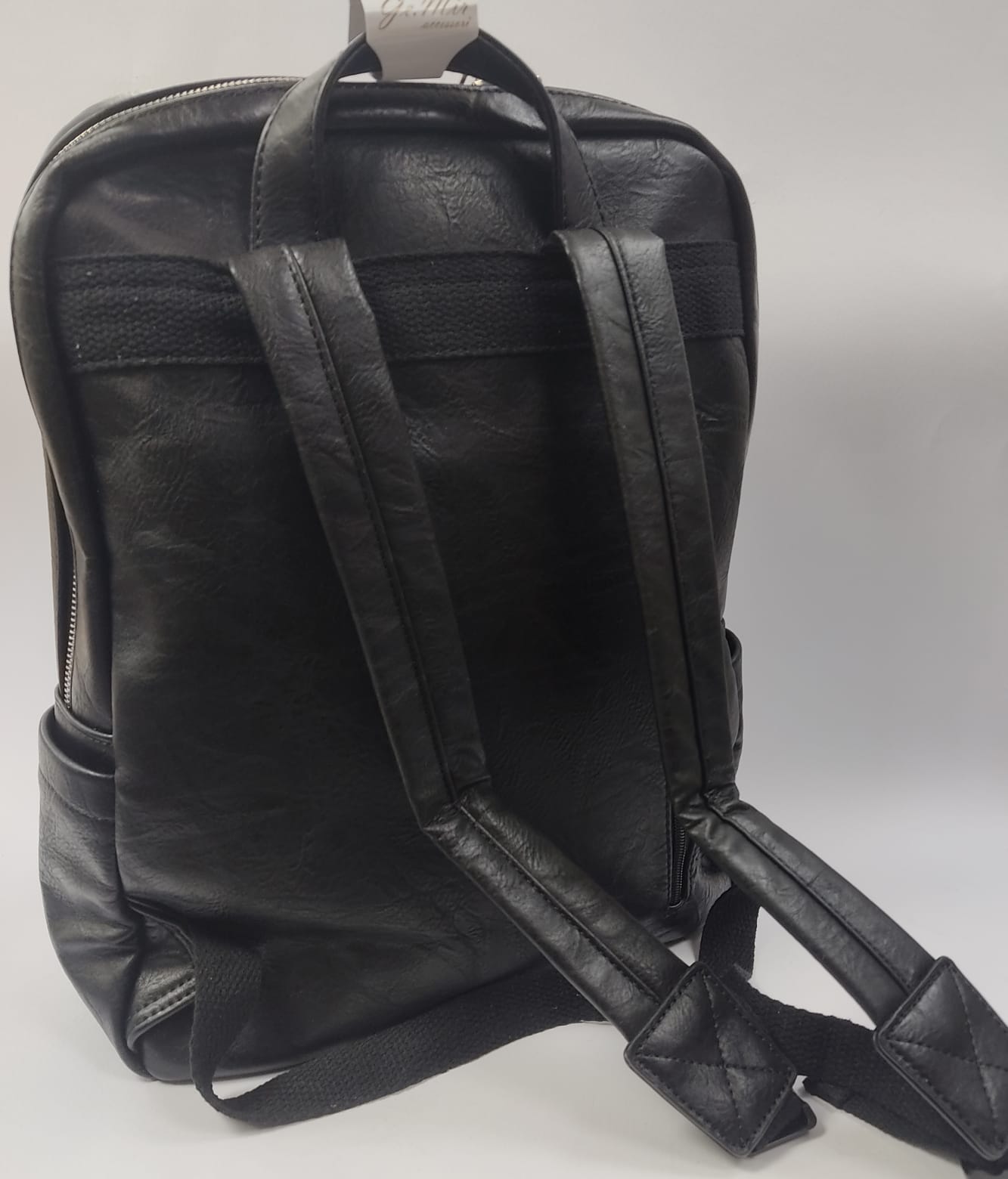 Zaino unisex linea Gemir forma rettangolare nero/ cuoio