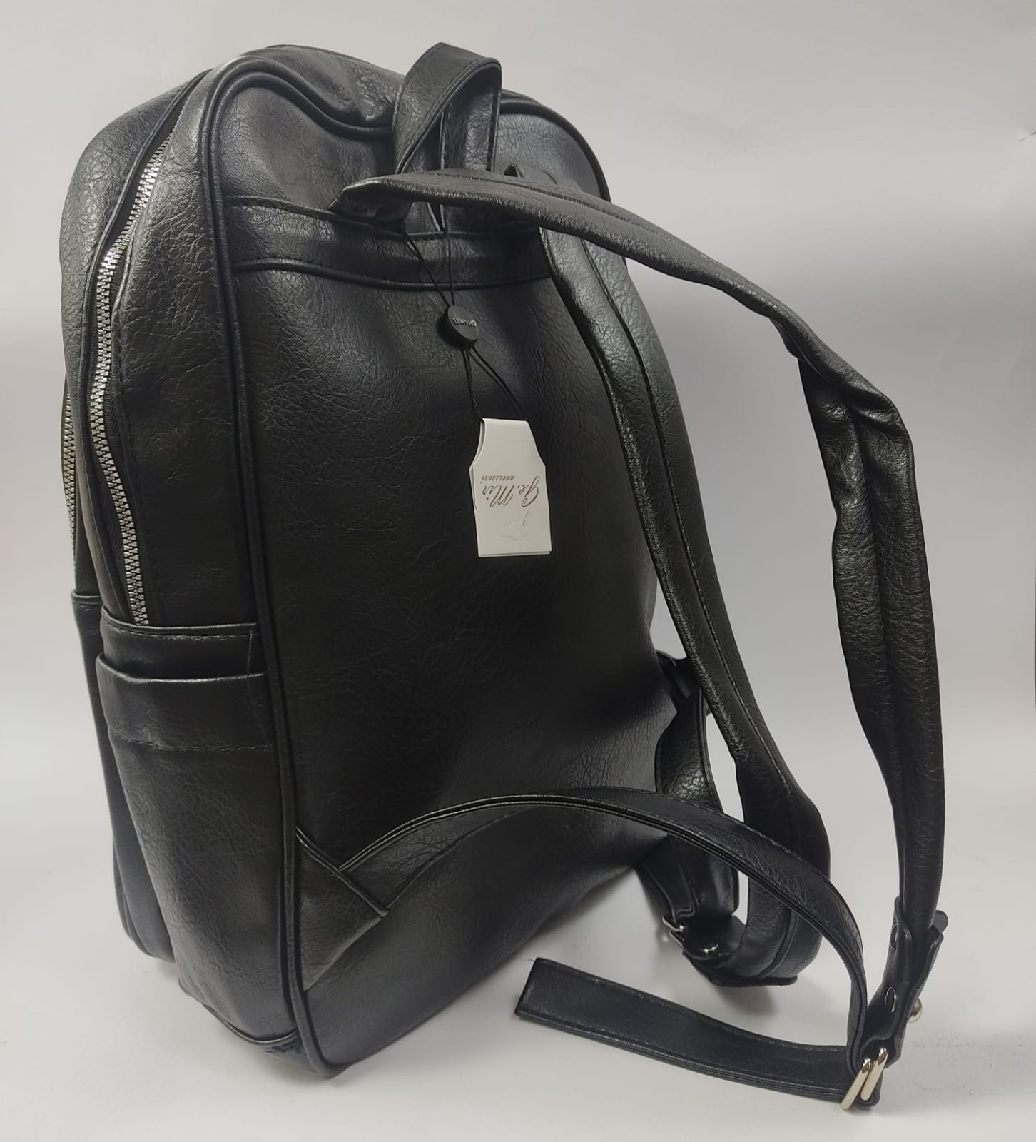 Zaino unisex linea Gemir forma rettangolare nero/ cuoio