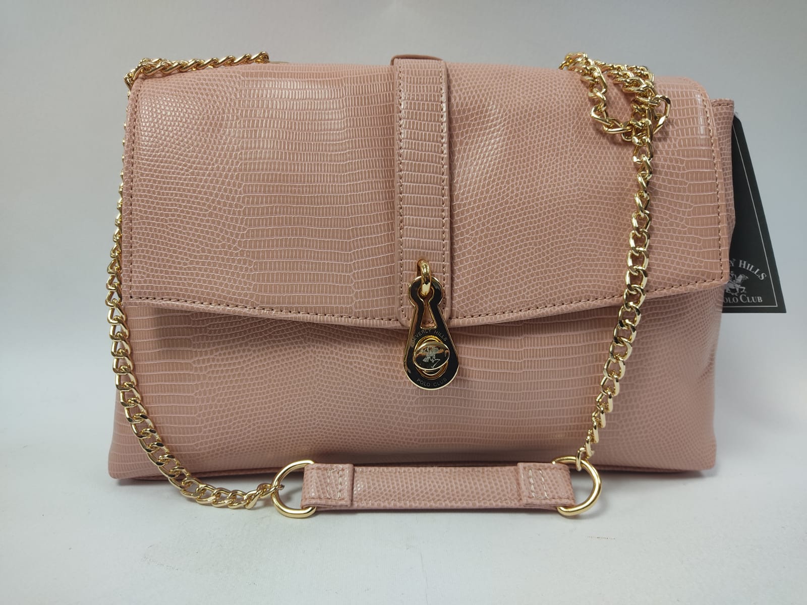 Borsa a tracolla donna di beverly hills polo club bh-2891 nero/cipria/rosso