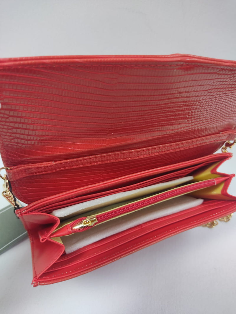 Portafoglio/pochette donna di beverly hills polo club bh-2894 nero/rosso/cipria