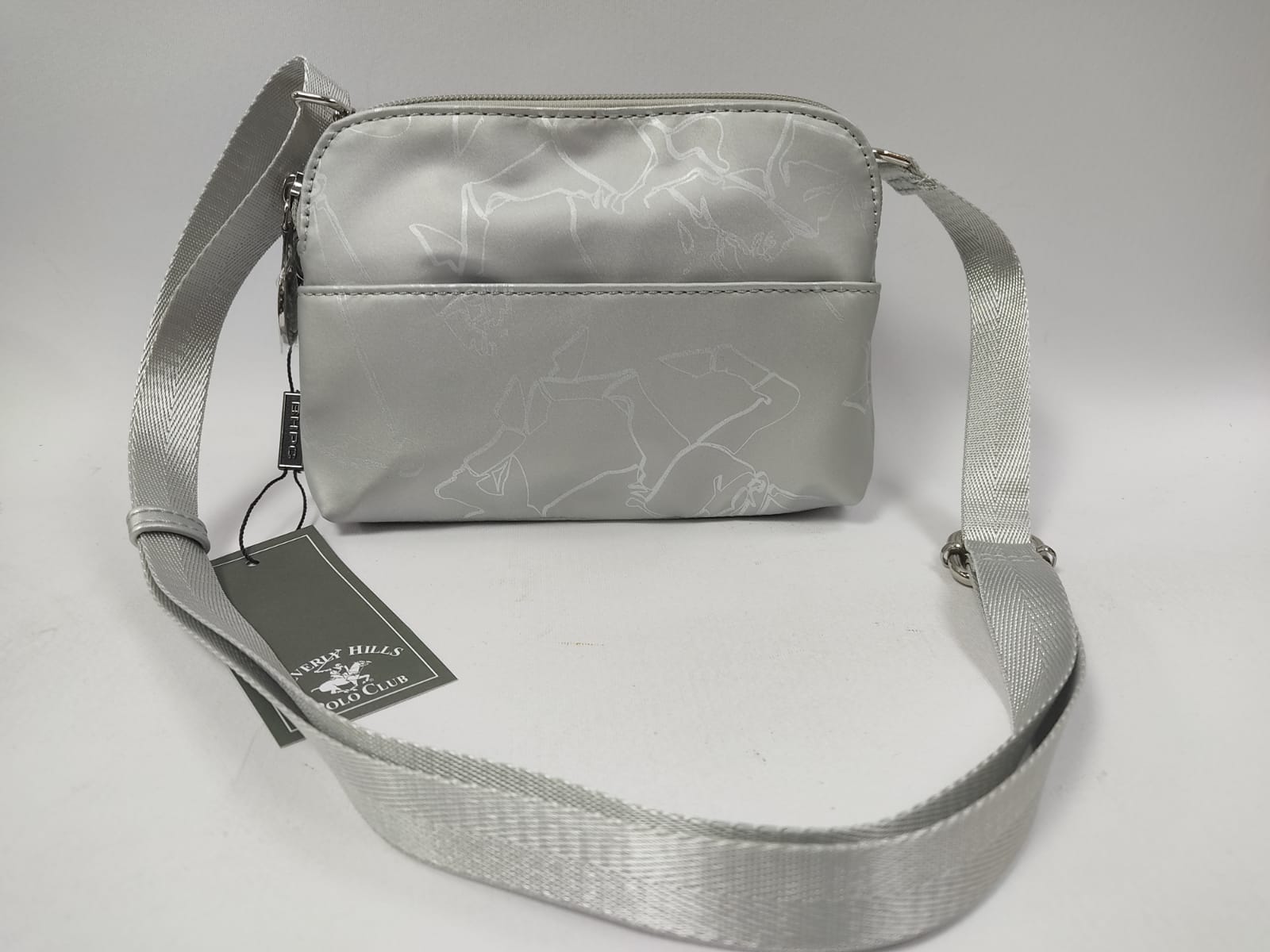 Borsa a travolla donna di beverly hills polo club bh-2806 argento/blu