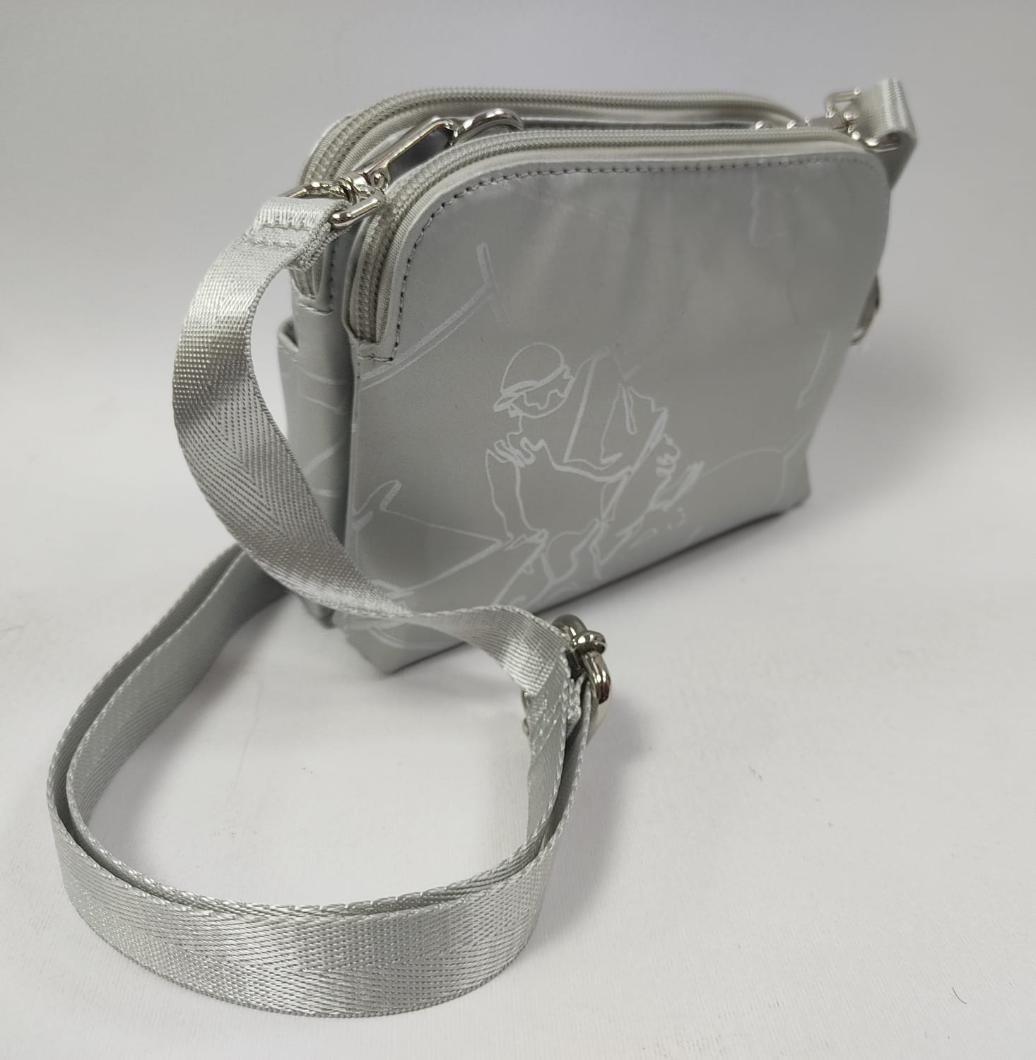 Borsa a travolla donna di beverly hills polo club bh-2806 argento/blu