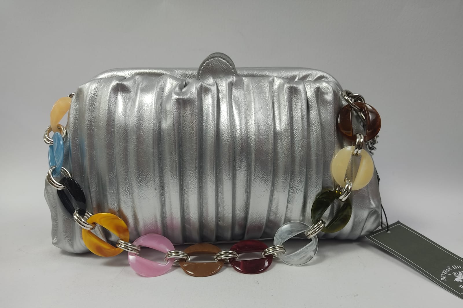 Pochette donna di beverly hills polo club bh-2873 argento/nero/cipria/oro
