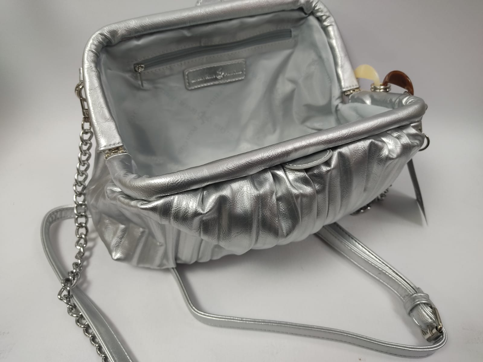 Pochette donna di beverly hills polo club bh-2873 argento/nero/cipria/oro