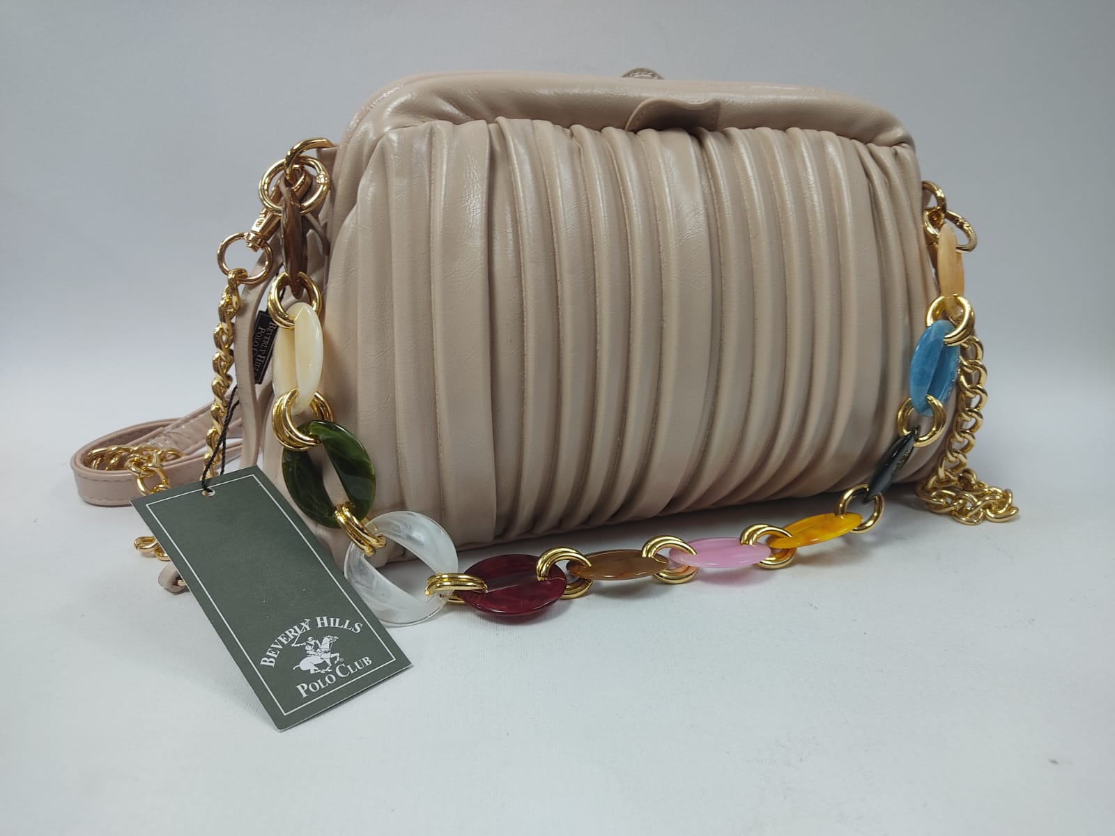 Pochette donna di beverly hills polo club bh-2873 argento/nero/cipria/oro