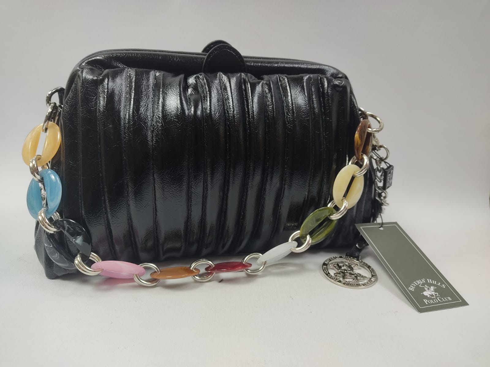 Pochette donna di beverly hills polo club bh-2873 argento/nero/cipria/oro