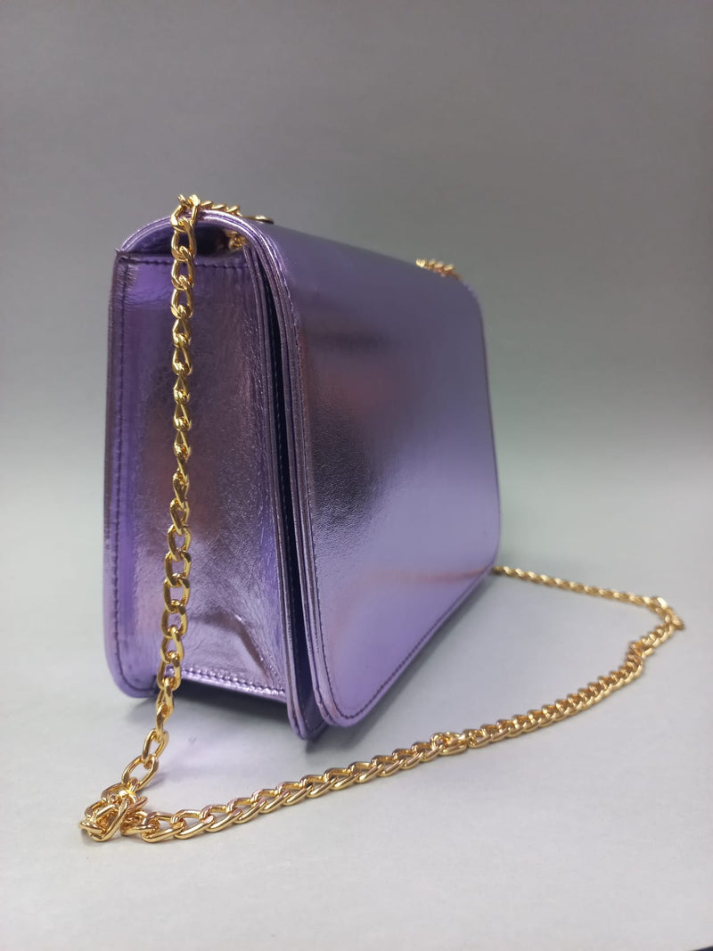 Borsa trik bijoux lucida con catenina oro di colore lilla/ verde chiaro/ verde tiffany/ celeste