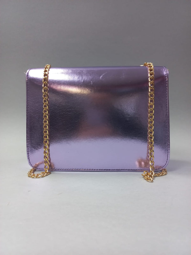 Borsa trik bijoux lucida con catenina oro di colore lilla/ verde chiaro/ verde tiffany/ celeste