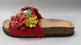 Pantofole donna alisso cod.49625 rosso con fiori di camomilla milano