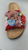 Pantofole donna alisso cod.49625 rosso con fiori di camomilla milano