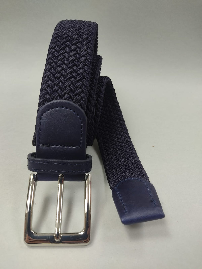 Cintura uomo intrecciata blu made in italy