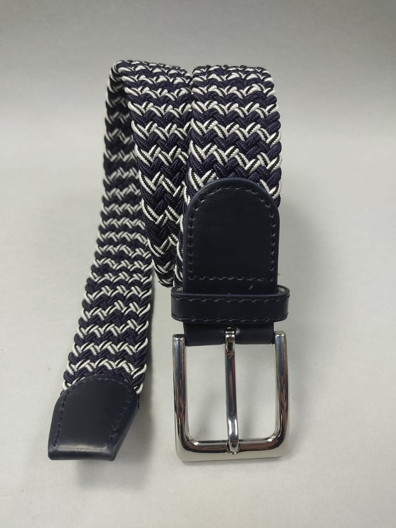 Cintura uomo doppio intreccio e doppio colore bianca e blu made in italy