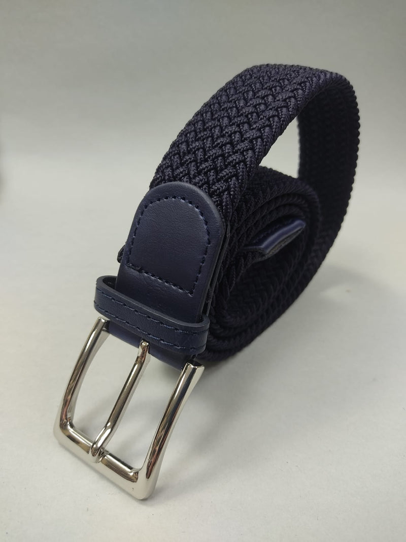 Cintura uomo intrecciata blu made in italy