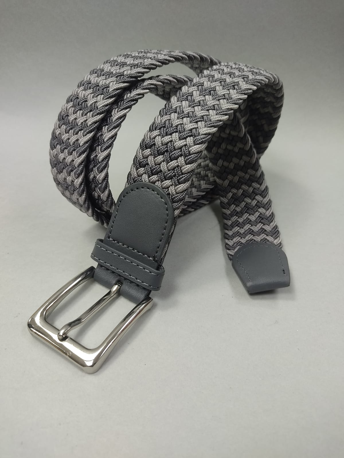 Cintura uomo intrecciata bianca e grigia made in italy