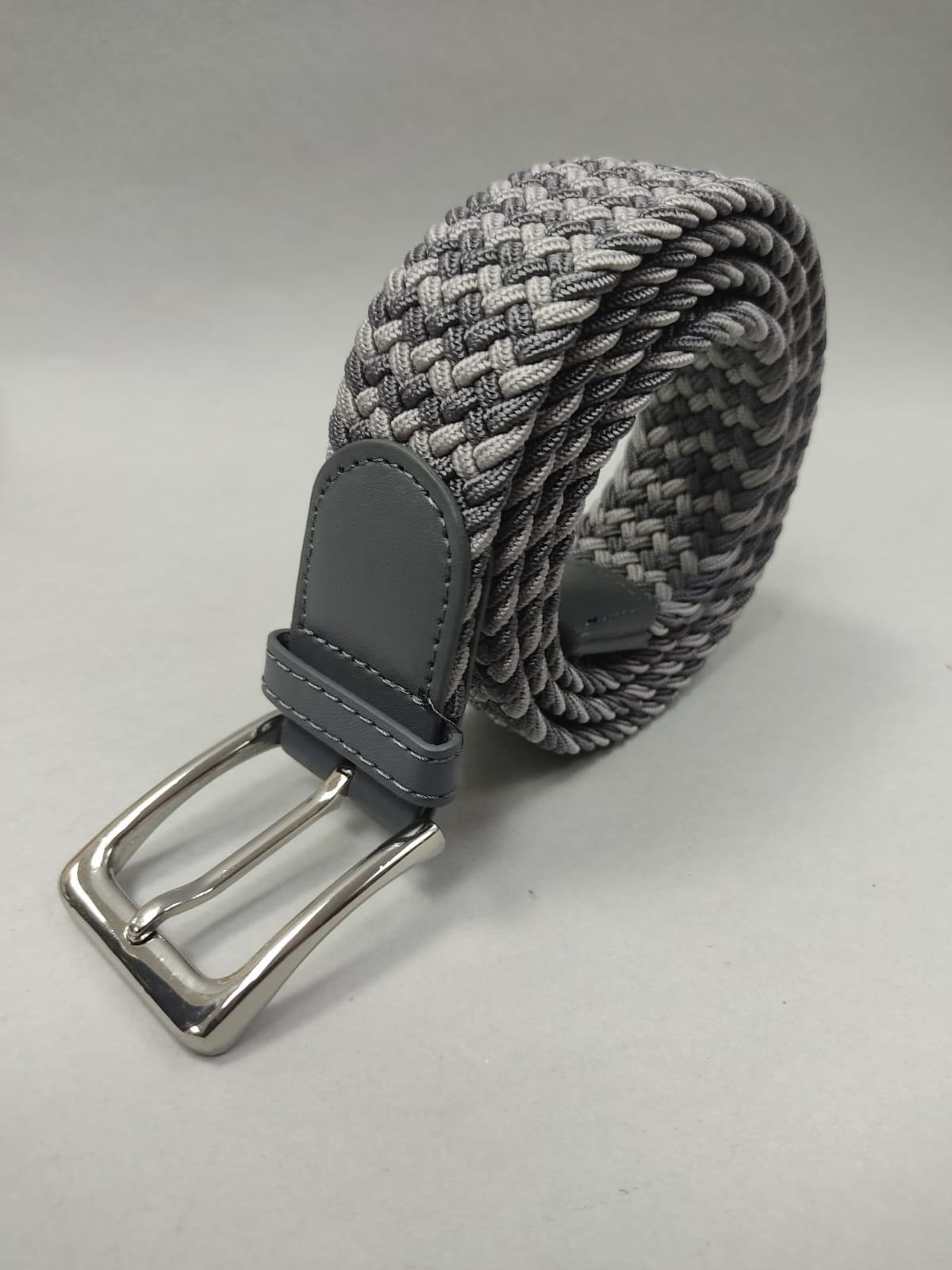 Cintura uomo intrecciata bianca e grigia made in italy