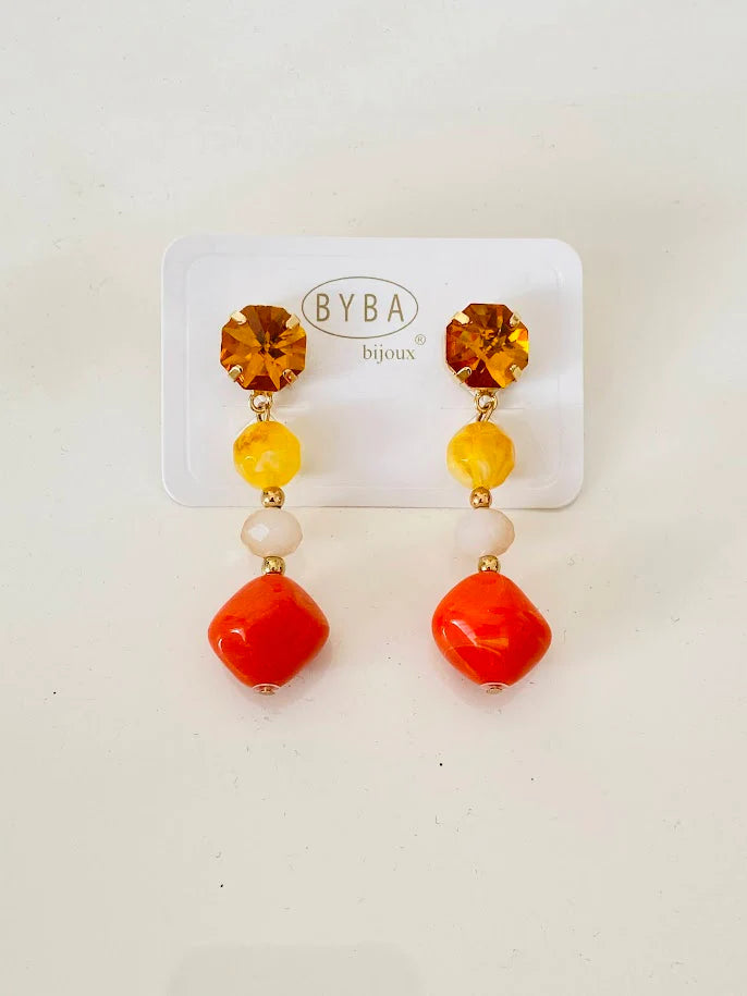 ORECCHINI BYBA BIJOUX PENDENTI ARANCIO