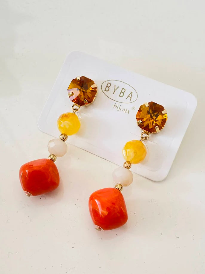 ORECCHINI BYBA BIJOUX PENDENTI ARANCIO