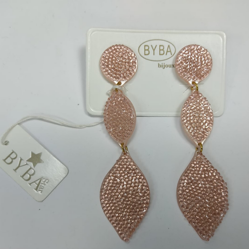 Byba Bijoux Orecchini Swarovski Lunghi Con strass Rosa