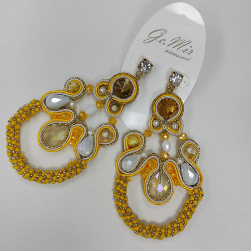 Gemir orecchini Soutache Bianchi e Gialli