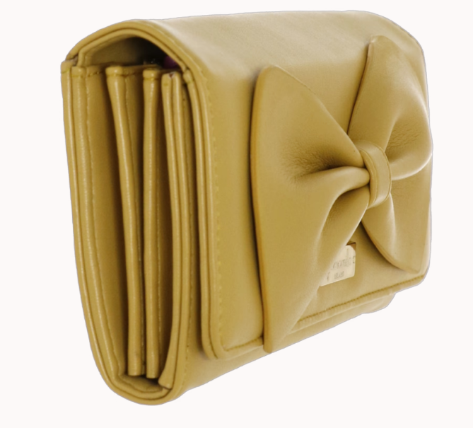 portafoglio ribbon large di camomilla milano ocra, blu, bianco