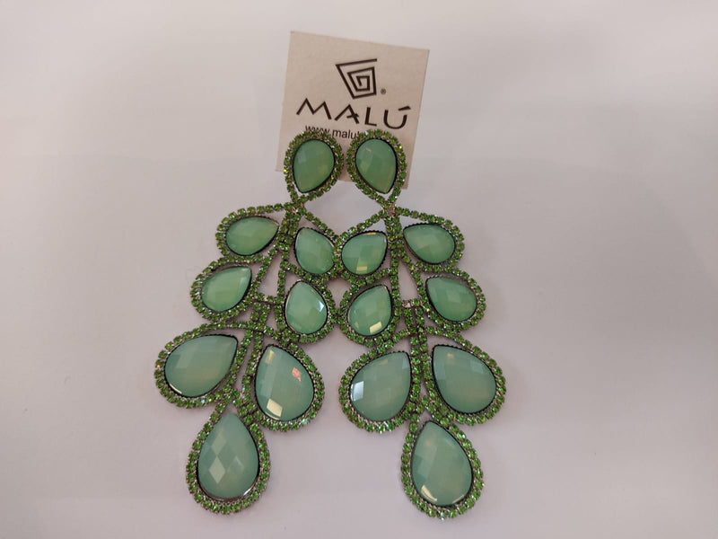 MALU BIJOUX - Orecchini Pendenti Swarovski - Verde Chiaro