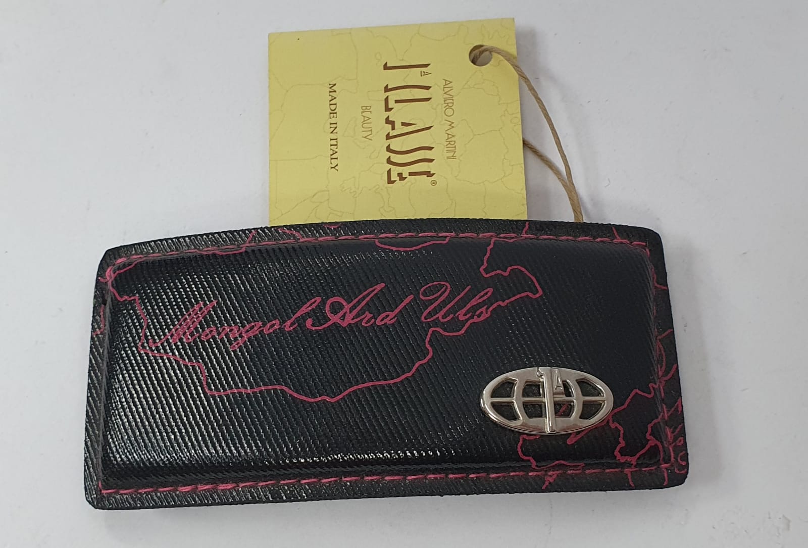 Fermaglio magnetic di alviero martini con placca rigida con stampa Nero/argento/panna