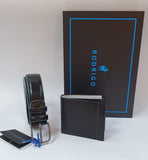 Confezione Rodrigo Cintura e portafoglio uomo cod. ROD903 nero/ t.moro/ blu