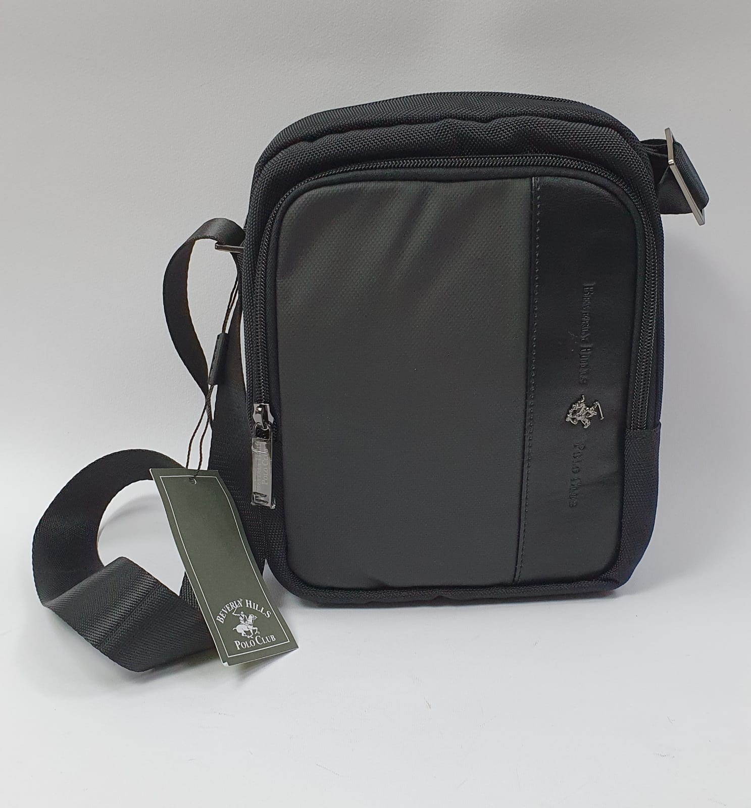 Beverly Hills Polo Club Borsello Da Uomo BH1372 Nero/Grigio- nero