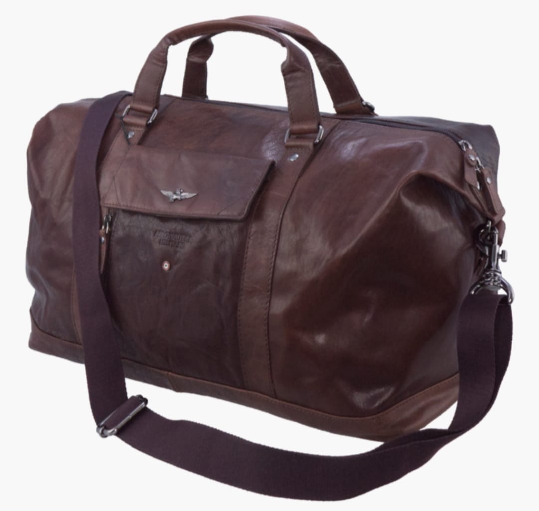 Borsone Aeronautica militare da uomo in pelle am-306 moro