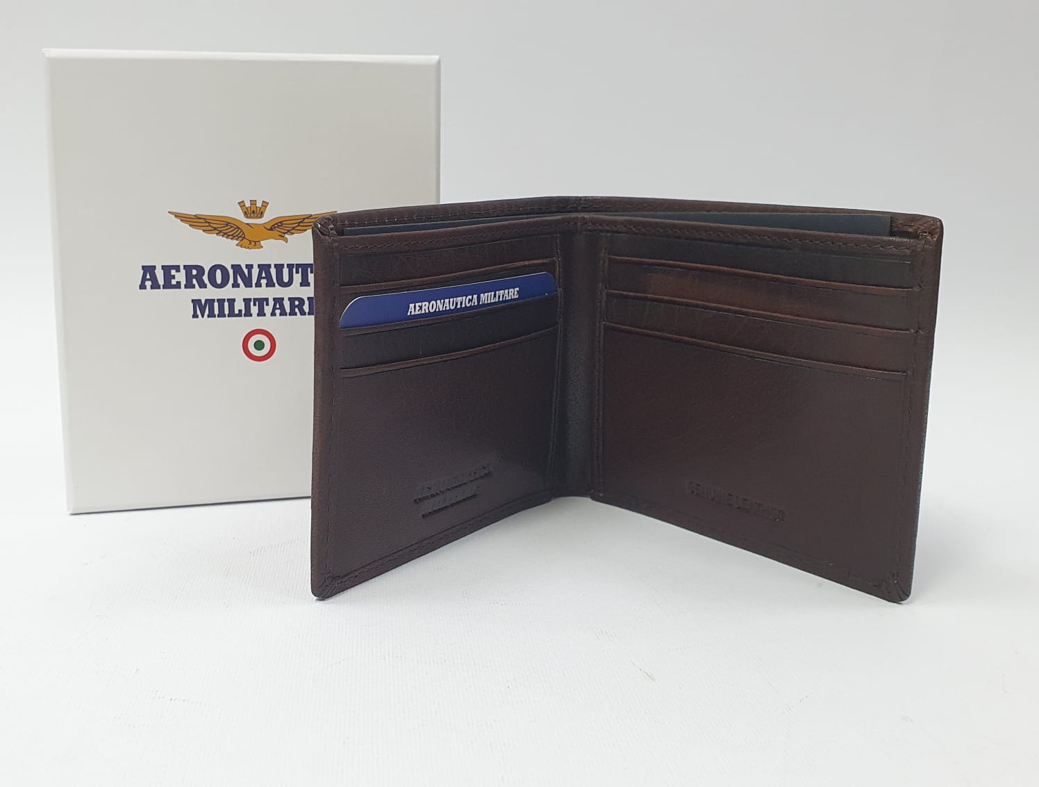 Aeronautica Militare Portafoglio uomo piccolo AM120 vera pelle nero/ moro