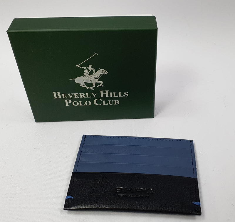 Portacarte di credito da uomo di beverly hills polo club bh-1177 nero/bluette