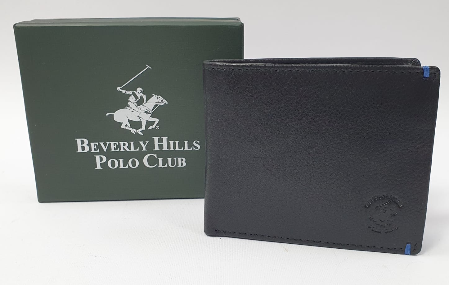 Portafoglio uomo beverly hills polo club bh-1170 nero/bluette - blu/grigio