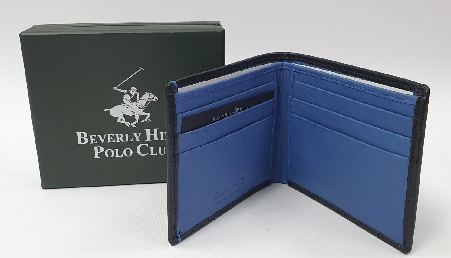 Portafoglio uomo beverly hills polo club bh-1170 nero/bluette - blu/grigio