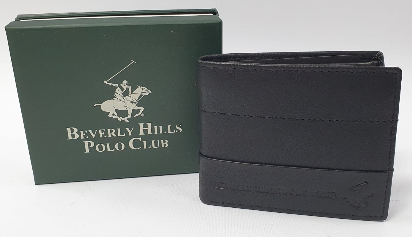 Portafoglio uomo piccolo di beverly hills polo club bh-1381 nero/ blu