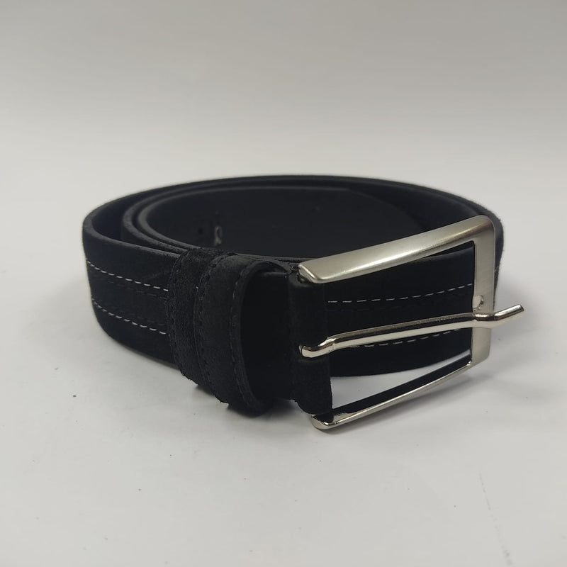 Cintura uomo camoscio nero impunturata col bianco Gemir made in Italy
